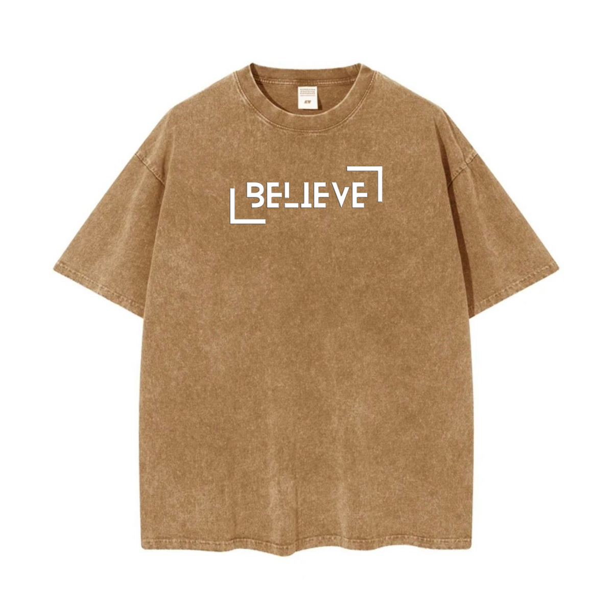 Tee-Shirt manches courtes coton épais - WASHED OVERSIZE - Beige